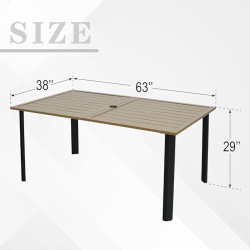 63" Brush Paint Rectangle Outdoor Patio Dining Table with 29" High Top - Image 3