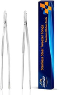 JETKONG 2 Pcs 9-Inch Kitchen Tweezers Cooking Tweezers Stainless Steel Tweezers Tongs (Silver) by JETKONG