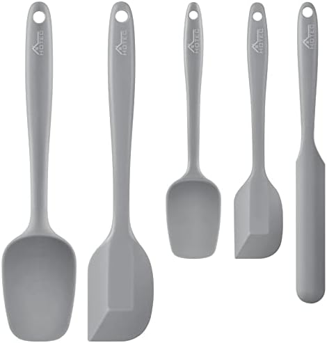 HOTEC BPA-Free Silicone Rubber Spatula Set, Grey, Set of 5 by Hotec