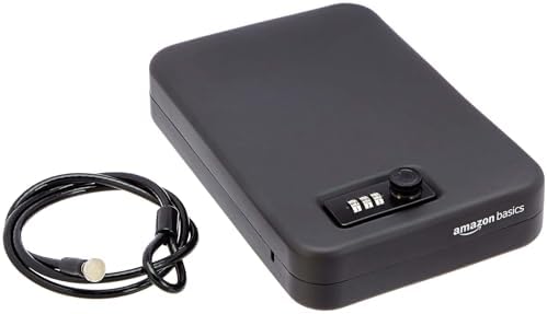 Amazon Basics Portable Security Case Lock Box Safe with Combination Lock for Valuables, Documents, College Dorm Room, XL, Black by AmazonBasics