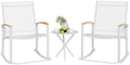 Shintenchi 3 Piece Outdoor Rocking Bistro Set, Textilene Fabric Small Patio Furniture Set, Front Porch Rocker Chairs Conversation Set with Table for Lawn, Garden, Balcony, Poolside (White) by Shintenchi%7CFurnitureMadeforRealLife