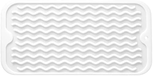 MicoYang Silicone Dish Drying Mat for Multiple Usage,Easy clean,Eco-friendly,Heat-resistant Silicone Mat for Kitchen Counter or Sink,Refrigerator or Drawer Liner White S 12 inches x 6 inches by MicoYang