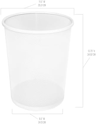 2-Pack 6-Gallon Round Steel Mesh Trash Can, Recycling Wastebasket, White - Image 3