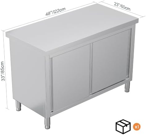 SPECRAFT 48x23x33 Inch Stainless Steel Prep Table Cabinet - Image 3