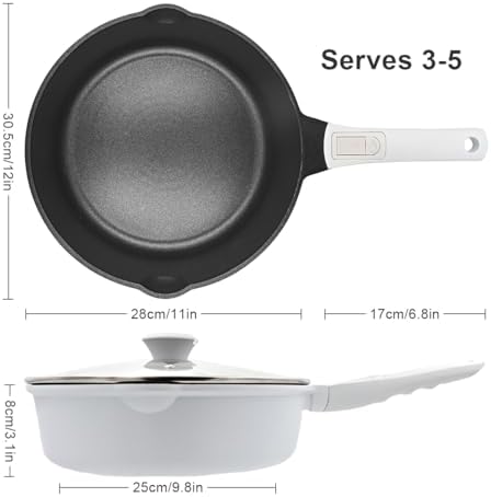 12 Inch Nonstick Deep Frying Pan Skillet with Lid, Large Saute Pan - Image 7