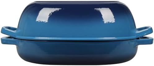 EDGING CASTING Enameled Cast Iron Oval Dutch Oven Pot with Lid, Dutch Oven for Sourdough Bread Baking, Bread Oven, Bread Dutch Oven, Oval Bread Pan, 7qt, Lake Blue - Image 5