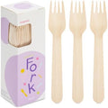 Disposable Wooden Forks, 150Pcs 6.3" Wooden Cutlery Fork Disposable Forks Compostable Utensils for Party, Camping, Traveling, Family Dinners, 3 Boxes of 50Pcs by Unknown