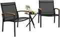 Shintenchi 3 Pieces Patio Bistro Sets, Outdoor Textilene Fabric Conversation Bistro Set, Textilene Fabric Front Porch Chairs Small Patio Furniture Set with Table for Lawn,Garden,Balcony (Black) by Shintenchi%7CFurnitureMadeforRealLife
