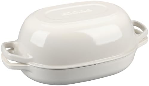 EDGING CASTING Enameled Cast Iron Oval Dutch Oven Pot with Lid, Dutch Oven for Sourdough Bread Baking, Bread Oven, Bread Dutch Oven, Oval Bread Pan, 7qt, White - Image 7