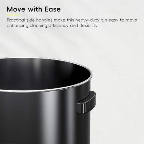 EKO Urban 24 Gallon Round Black Stainless Steel Open Top Waste Bin, Tall Commercial Trash Can for Indoor/Outdoor, Extra Large Metal Garbage Bin for Office, Restaurant, Restroom, 90L - Image 5