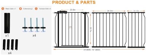 71.5 to 76.38 Inch Extra Wide Baby Gate for Doorway Stairs - Image 2