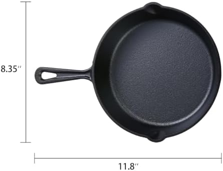 8 Inch Nonstick Pre-Seasoned Cast Iron Skillet With Handle, Even Heat Distribution Mini Frying Pan With Dual Pour Spouts, Multi-Use Cookware For Stovetop Grill Campfire Home & Outdoor Cooking - Image 3