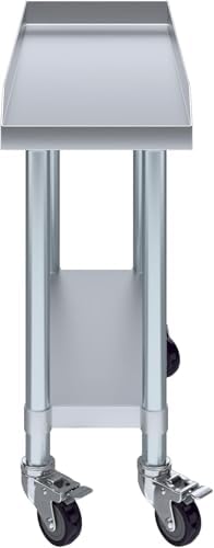 12" x 30" Stainless Steel Equipment Stand with Undershelf and Casters NSF - Image 2