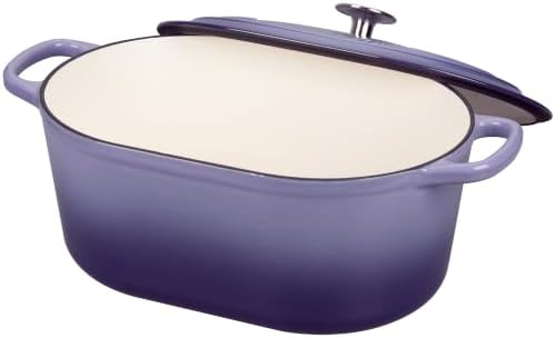 EDGING CASTING Enameled Cast Iron Oval Dutch Oven, 6QT, Purple - Image 5