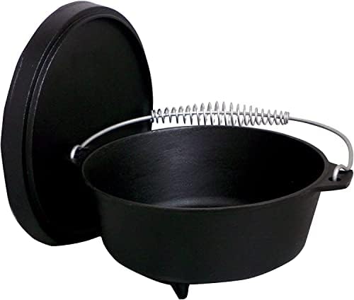 8 Qt. Seasoned Cast Iron Dutch Oven with Feet and Coal Lid,Black by KingKooker