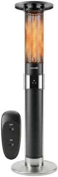 SereneLife Infrared Patio Heater, Electric Patio Heater for Indoor/Outdoor Use, Portable Tower Heater with Remote Control, 1500 W, for Restaurant, Patio, Backyard, Garage, Decks (Black) by SereneLife