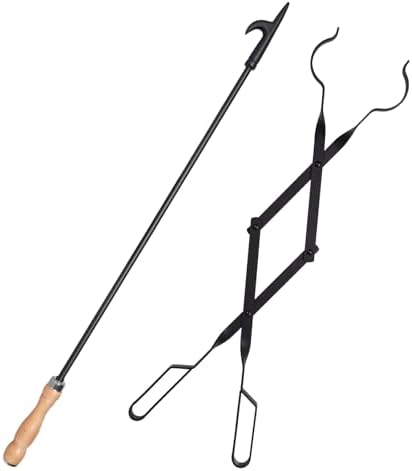 himaly 32" Fireplace Fire Pit Poker Stick & 26" Tongs Heavy Duty Tool Set by Himaly