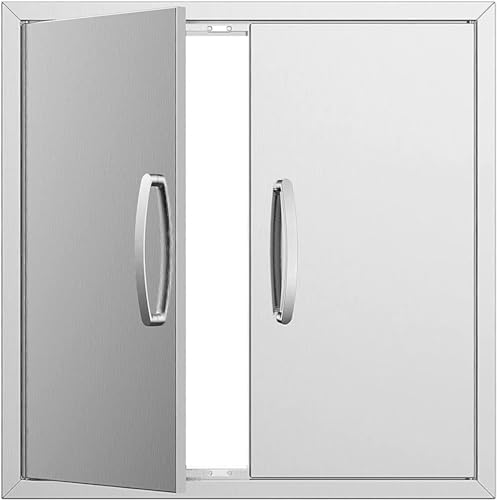 BBQ Access Double Doors 24Wx24H Flush Mount Stainless Steel Outdoor Kitchen Door for Outside Cabinets and BBQ Island by YourFriends