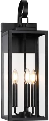 BesLowe 23" Large Outdoor Wall Light, 3-Light Black Exterior Sconce by BringYourBrightFuture
