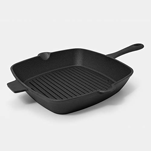 EXCELSTEEL 10" Pre Seasoned Cast Iron Square Fry Pan for Grill, Gas, Oven, Electric, and Outdoor Use, Versatile for All Dishes by EXCELSTEEL