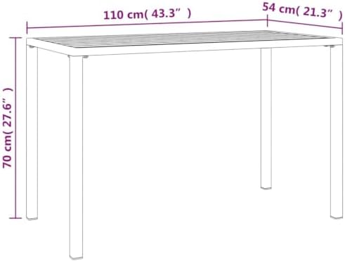 43.3" Patio Dining Table Anthracite Steel Outdoor Dining Table - Image 3