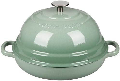 EDGING CASTING Enameled Cast Iron Dutch Oven Pot with Lid, Round Bread Oven for Homemade Sourdough Bread Baking, 6 Quart, Sage Green by EDGINGCOOKWARE