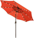 Blissun 9 ft Solar Umbrella, 32 LED Lighted Patio Umbrella, Table Market Umbrella, Outdoor Umbrella for Garden, Deck, Backyard, Pool and Beach (Orange) by Blissun