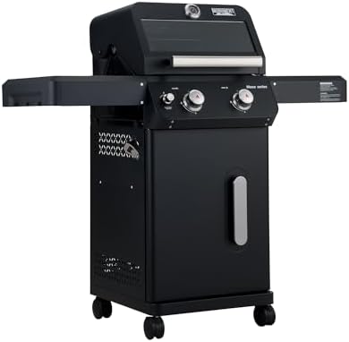 Monument Grills 2-Burner Stainless Steel Liquid Propane Gas Grill, Two Foldable Shelves Patio Garden Barbecue Grill with Clearview® Lid, Knob Control Mesa220, Black - Image 5