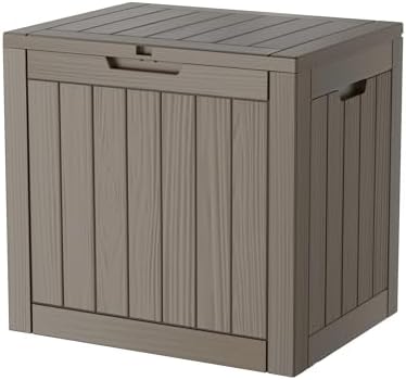 Outdoor Storage Box, 35 Gallon Waterproof Deck Box, Quick Snap-Lock Resin Cabinet for Seat Pillows, Patio Blankets, Lockable End Table Beverage Stand, Apartment Deck, Grey by GraceYourYard