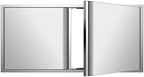 Outdoor Kitchen Doors 42W x 21H Inch Vertical Handle Double BBQ Access Doors, 304 Stainless Steel for Outdoor Kitchen Cabinet Grill Station or BBQ Island by KODOM
