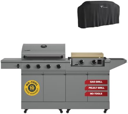 Tytus 2-in-1 Gas Grill 4-Burner, Gas Griddle & Cover, Prep Cart, 721 sq in by TYTUS