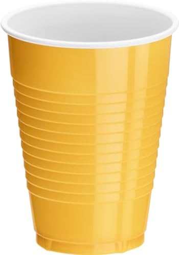 DecorRack 20 Party Cups 12 oz Disposable Plastic Cups for Birthday Party Bachelorette Camping Indoor Outdoor Events Beverage Drinking Cups (Yellow, 20) - Image 3