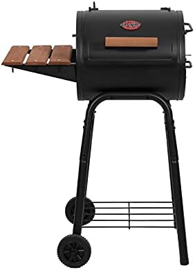 Char-Griller® Patio Pro Charcoal Grill and Smoker with Cast Iron Grates, Premium Wood Shelf and Damper Control, 250 Cooking Square Inches in Black, Model E1515 - Image 2