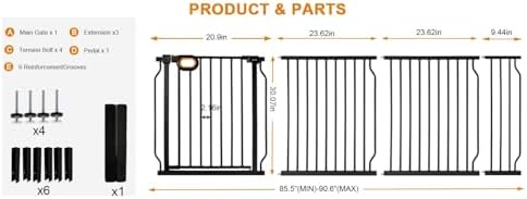 85.5-90.6 Inch Extra Wide Baby Gate for Stairs Doorways - Image 5