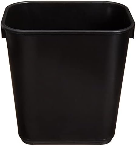 Amazon Basics Small Rectangular Commercial Office Wastebasket, Easy to Clean,11.4"L x 8"W x 12"H, 3 Gallon, Black, 6-Pack by AmazonBasics