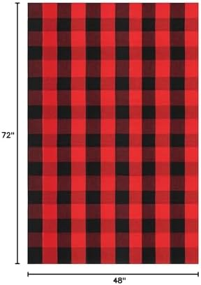 IOHOUZE Christmas Buffalo Plaid Outdoor Rug 4x6, Washable, Red Black - Image 2