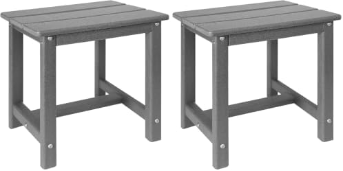 GARDENSTAR Adirondack Square Side Table,one-Tier Outdoor end Table, Patio Side Table for Pool,Porch,Backyard,Relaxing Companion (Grey) (Pack of 2) by GARDENSTAR