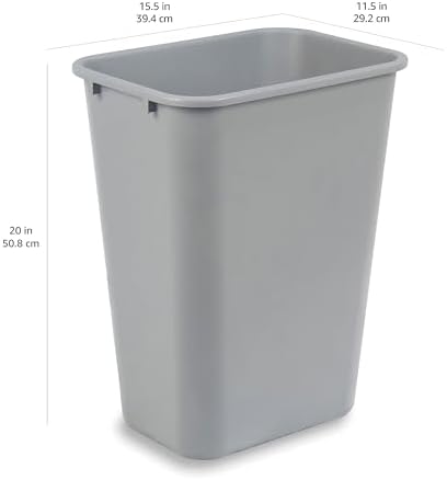 Amazon Basics Lightweight Rectangular Commercial Office Wastebasket, 10 Gallons, Grey - Image 6