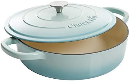 Crock Pot Artisan Enameled Cast Iron Braiser W/Lid, 5-Quart, Aqua - Image 2