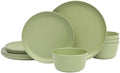 Gibson Home Fairhope 12-Piece Matte Green Melamine Dinnerware Set – Durable Lightweight Plates and Bowls, Kitchen Dining Set by GibsonHomewares