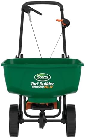 Scotts Turf Builder EdgeGuard DLX Broadcast Spreader for Seed, Fertilizer, Salt, Ice Melt, Holds up to 15,000 sq.ft. Product, Green by Unknown