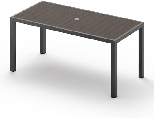 Outdoor Dining Table, Aluminum Patio Table Set, All Weather Patio Dining Furniture Set with Umbrella Hole for Backyard, Deck, Poolside (Charcoal) by Oasbira