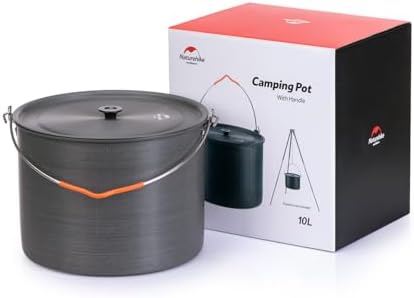 Naturehike 10.5 Quart Aluminum Hanging Pot, 6-8 Person Portable Camping Pot with Lid, Ultralight Outdoor Cooking Pot Cookware for Hiking Picnic Travel - Image 4