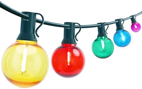25FT Outdoor String Lights, G40 LED Multicolor Globe, Shatterproof by CHYPartyStringLightBulbs