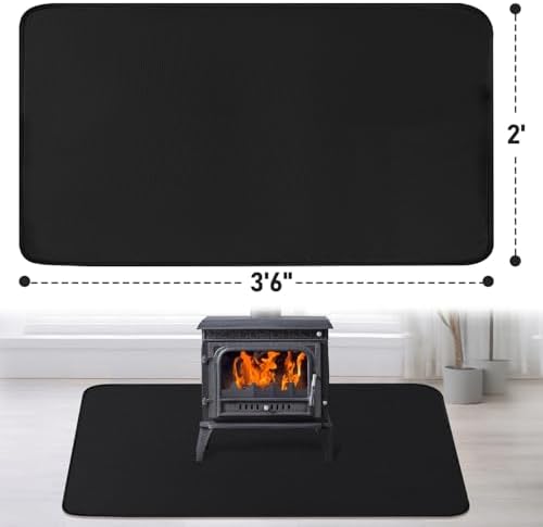 Fireproof Fireplace Rug for Home Protection, 3'6'' x 2' x 0.04'', Black - Image 2