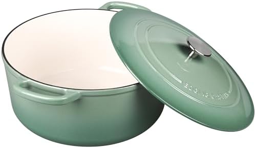EDGING CASTING Enameled Dutch Ovens Cast Iron Dutch Oven Pot with Lid for Bread Baking, Cook, Dual Handle, 7 Quart, Sage Green - Image 3