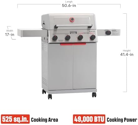 Monument Grills 4+1 Burner Stainless Steel 525 sq.in Propane Gas Grill, 49,000 BTU, Fast Assembly, Outdoor Mesa 2 Patio Grill with Broil Zone, Side Burner, Foldable Side Shelf, Mesa II 415BZ - Image 6
