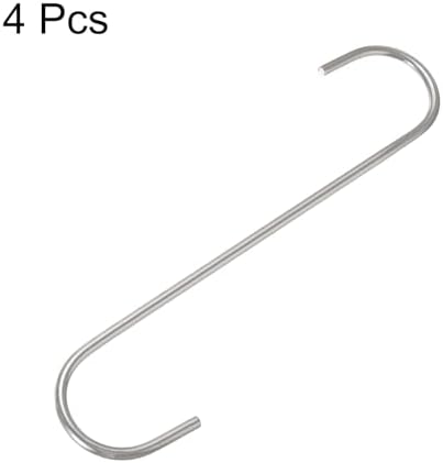 HARFINGTON 4pcs Long S Hooks 8 Inch Extra Long Metal S-Shaped Hanging Hooks High Manganese Steel S Hanger Storage Organizing Tool for Kitchen Garden Bathroom Garage Closet, Silver - Image 3
