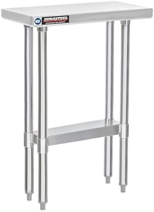 DuraSteel 24x12 Stainless Steel Work Table - NSF Commercial Prep Metal Table - Outdoor Pizza Oven Stand w/Under Shelf - Kitchen Island Laundry Utility Garage Microwave Stand Large Rolling Storage Cart by DuraSteel