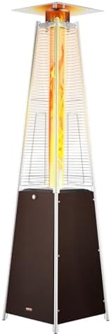 VEVOR Patio Heater for Outdoor Use, 48000BTU Pyramid Propane Heater w/Wheels, Quartz Glass Tube Outdoor Patio Flame Heater for Patio, Party, Backyard, Garden, Decoration, Hammered Bronze by VEVOR